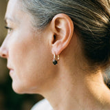 Gold Drop Earrings with Black Zircon