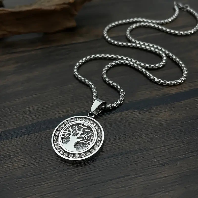 Gold Tree of Life Necklace with Cubic Zirconia