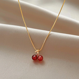 Gold Necklace with Cherries