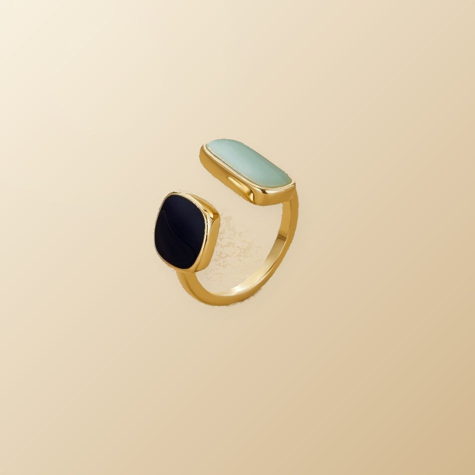 Aquamarine Wrap Ring on champagne lunar background