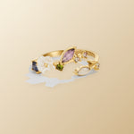 Crystal White Blossom Ring Gold on champagne lunar background